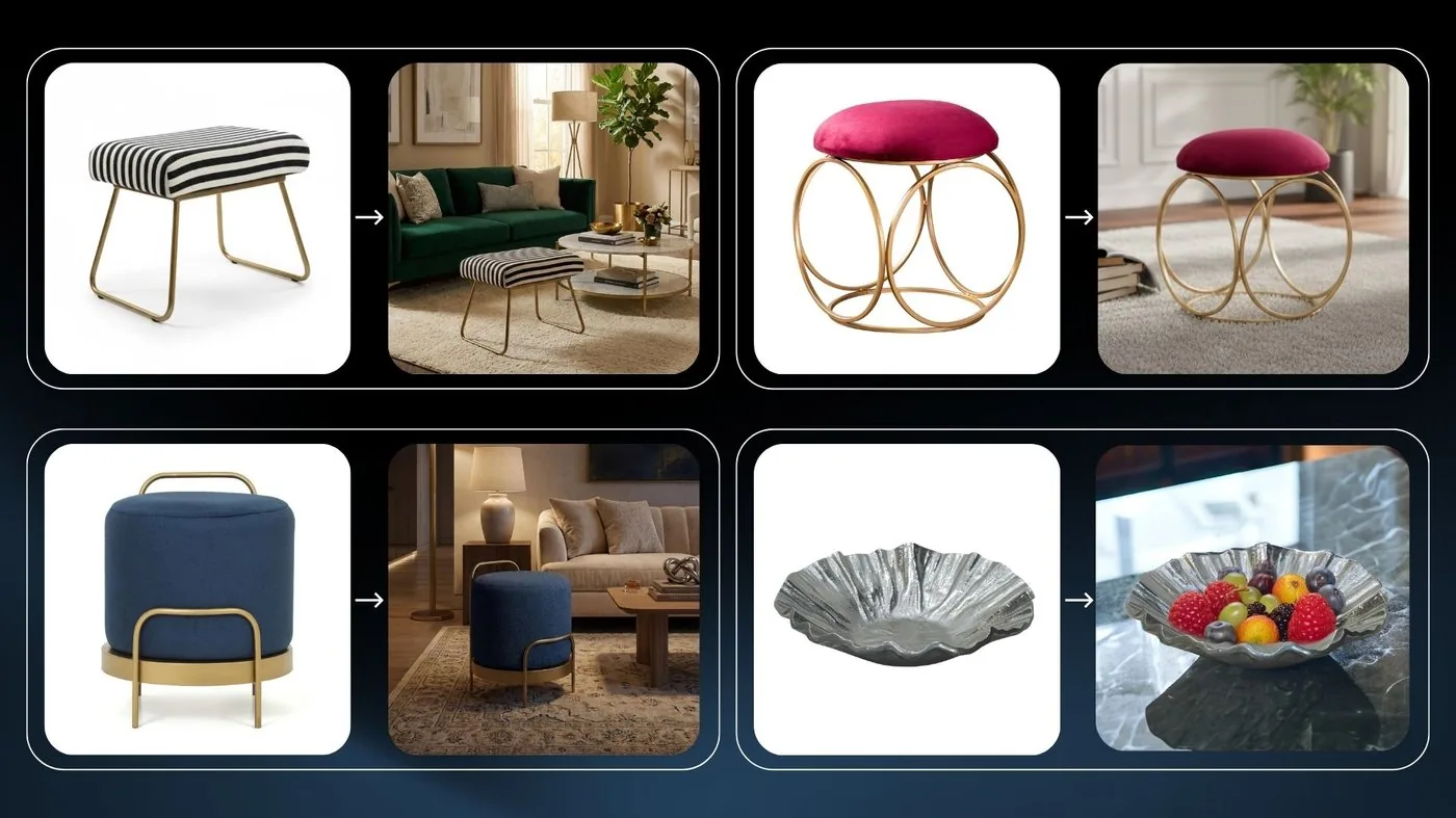 AI-generated before and after product transformation, example 1